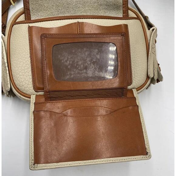 Dooney & Bourke Vintage Beige Brown Pebbled Leather Flap Convertible Crossbody - Picture 7 of 15